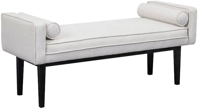 Modern Eclectic Natural Off-White Upholstered Bed Bench