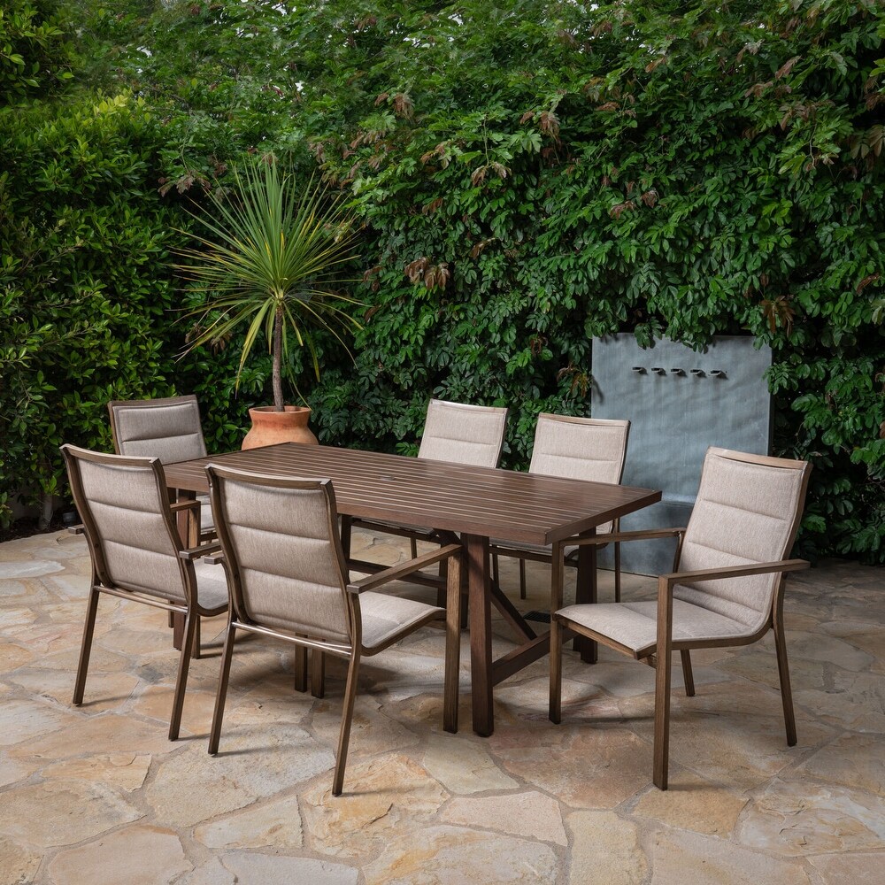 Hanover Fairhope Tan 7 Piece Outdoor Dining Set