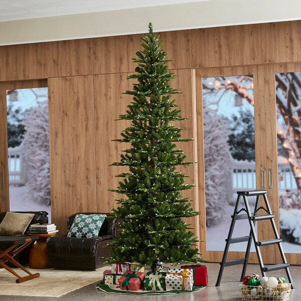 Glitzhome 7.5ft/9ft PreLit Evergreen Slim Fir Artificial Christmas Tree With Strawberry Lights