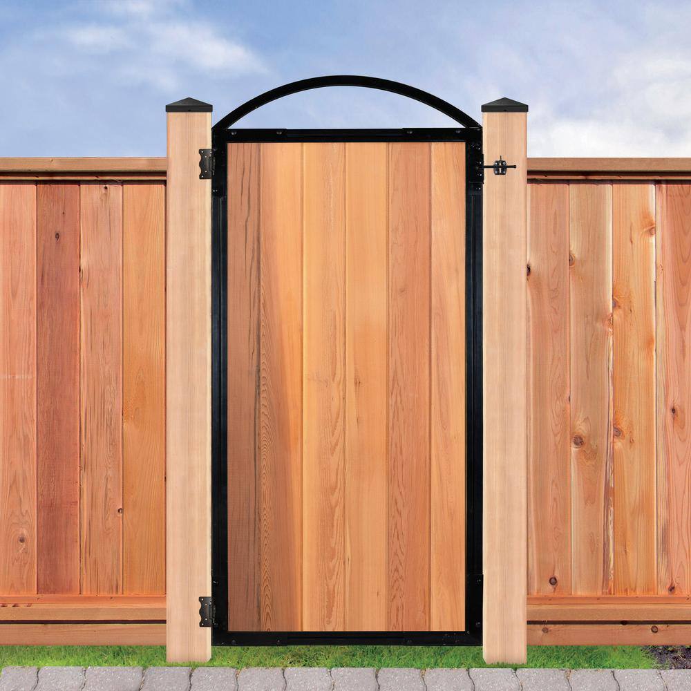 NUVO IRON Black Galvenized Steel 6-Board Gate Frame for 36.25 in. W Opening with Removable Arch PRO6