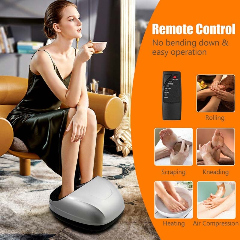 Foot Massager Machine with Heat & Remote, Shiatsu Foot Massager with Deep 3D Kneading Rolling Relieves Plantar Fasciitis