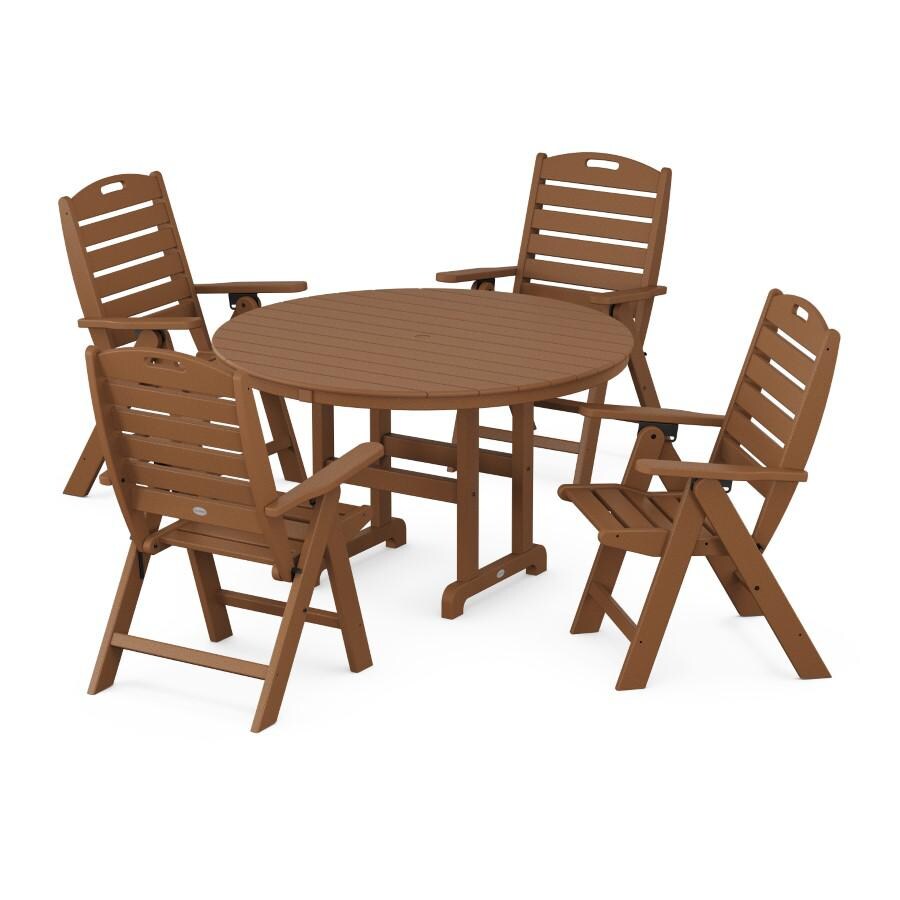 POLYWOOD Nautical 5-Piece Dining Set in Teak