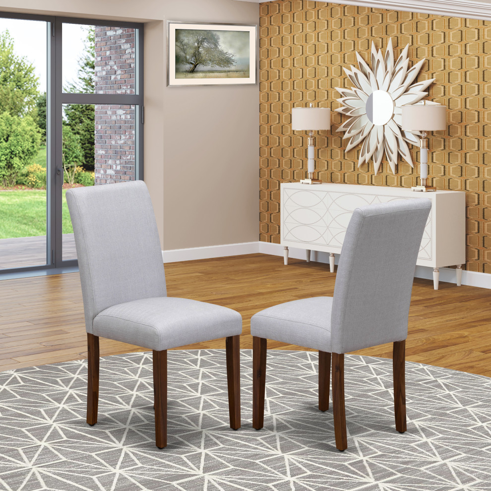 Set of 2  Parson Chairs  Upholstered Dining Chairs  Wooden Structure  Black Seat   Transitional   Dining Chairs   by Kolibri Decor  Houzz