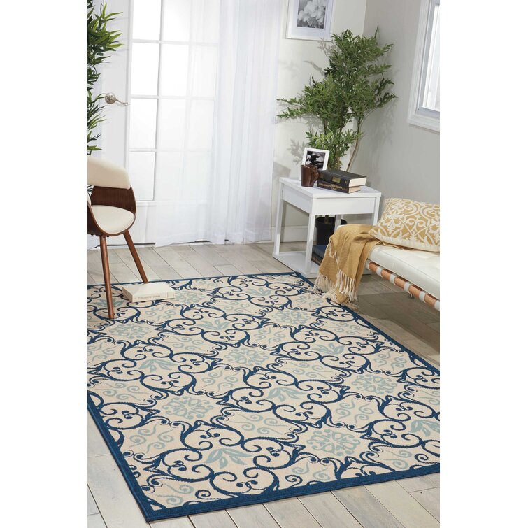 Adelene Navy Blue/Beige Indoor/Outdoor Rug