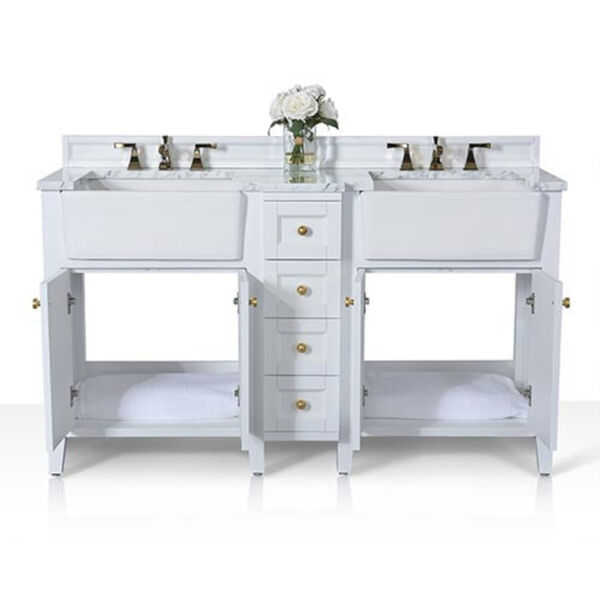 Adeline White 60-Inch Vanity Console with Farmhouse Sinks