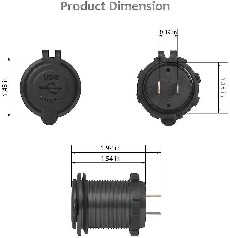 Car Dual Usb Charger Qc3.0+pd 45w Fast Charge With Protective Cover For Trucks Yachts Motorcycles Ships Rv Blue