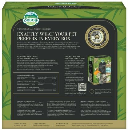 Oxbow Prime Cut Hearty and Crunchy Timothy Hay Small Pet Food， 80-oz bag