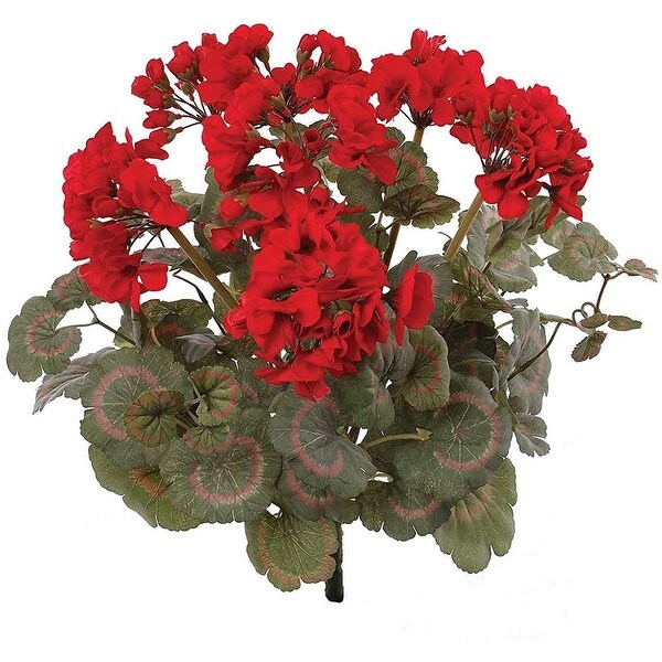 Silk Geranium Flower Bush RED Artificial House Plant 18 Inch