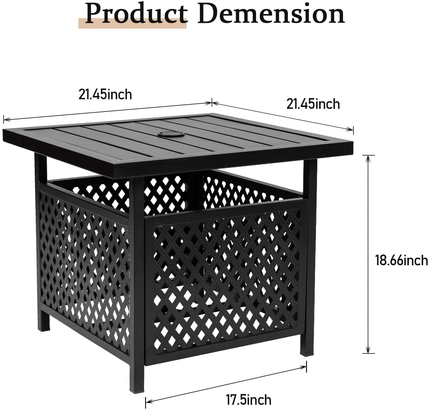 SUNCROWN Patio Umbrella Base Stand Outdoor Square Metal Table with Umbrella 1.57" Hole 300 lb Black