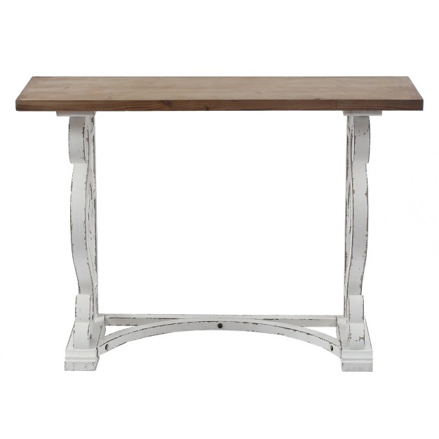 Luxenhome Vintage White And Natural Wood Console And Entry Table