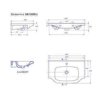 Nameeks Yeni Klasik Wall Mounted Bathroom Sink in White CeraStyle 081000-U-One Hole