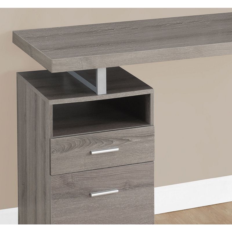 60 Taupe Brown and Silver Contemporary Rectangular Computer Desk with Drawers