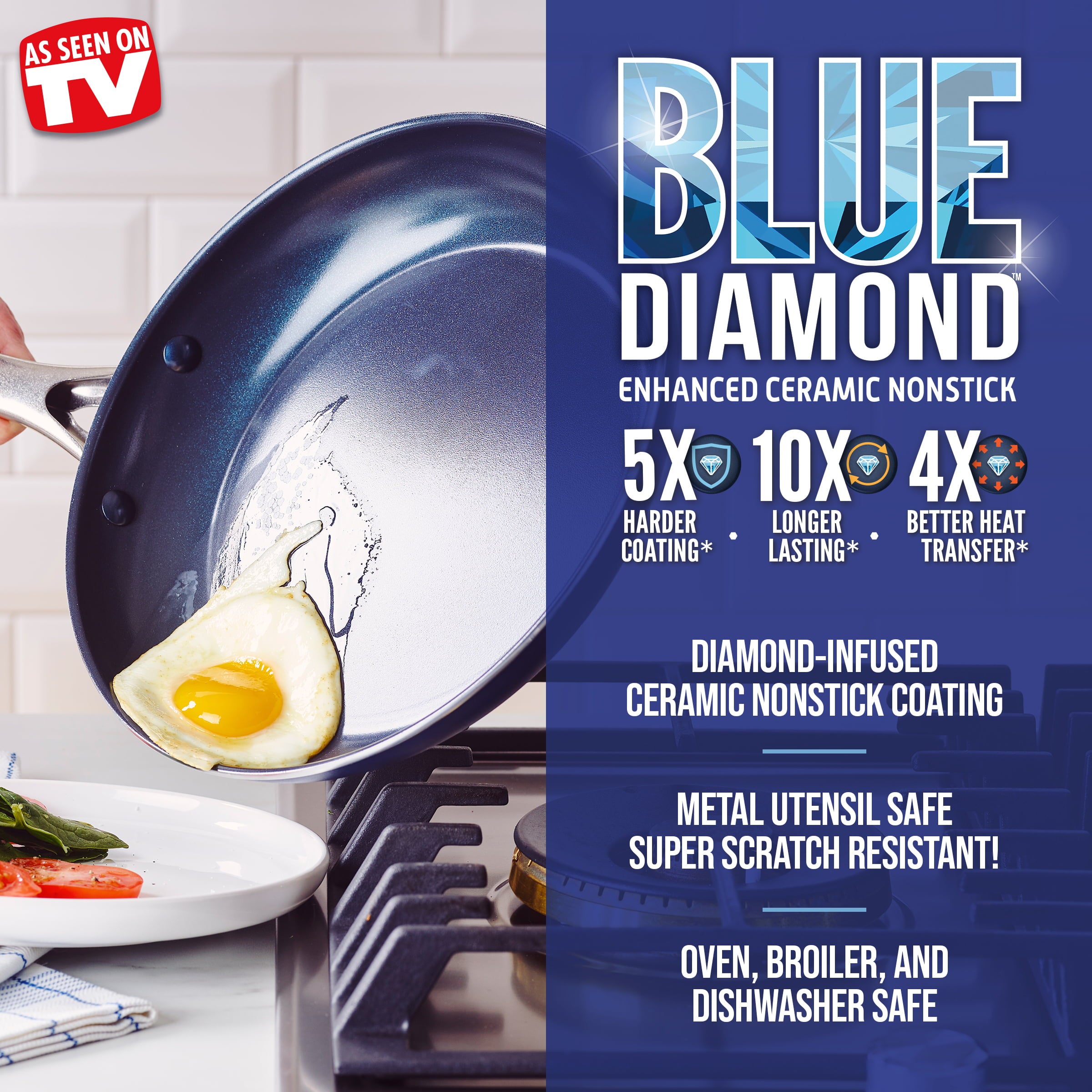 Blue Diamond 20-Piece Ceramic Nonstick Cookware Set