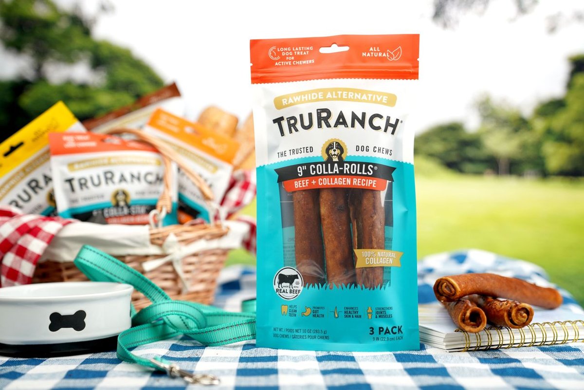 TruRanch Beef Collagen Roll Hard Chew Dog Treats， 9-in， 3 count