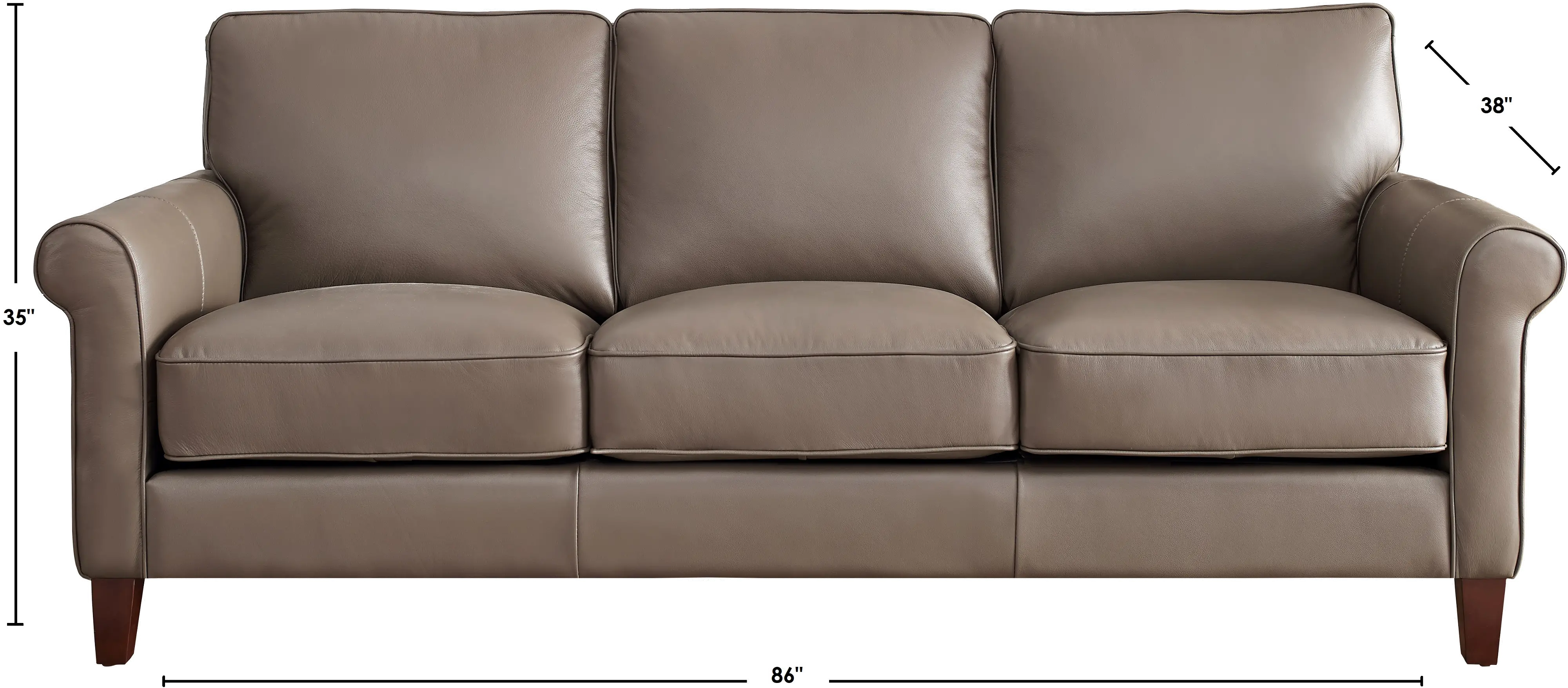 New London Taupe Leather Sofa