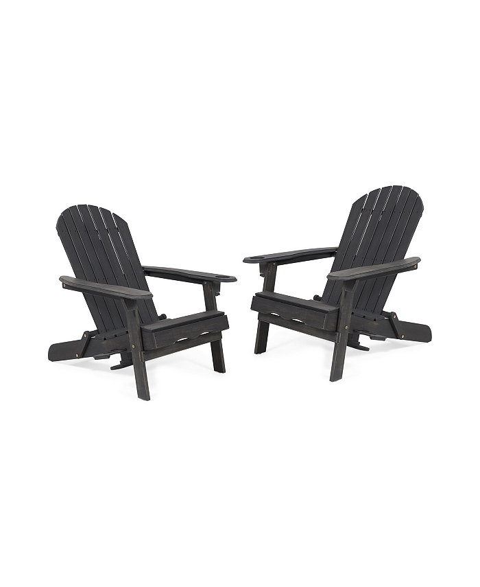 Noble House Bellwood Outdoor Folding Adirondack Chairs Set 2 Piece