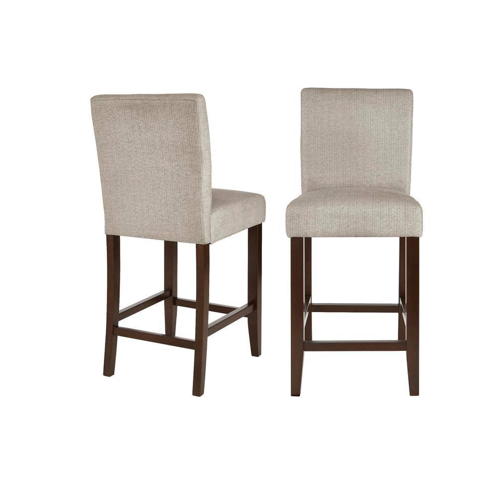 StyleWell Banford Riverbed Beige Upholstered Counter Stool with Back (Set of 2) Lowe CS SR