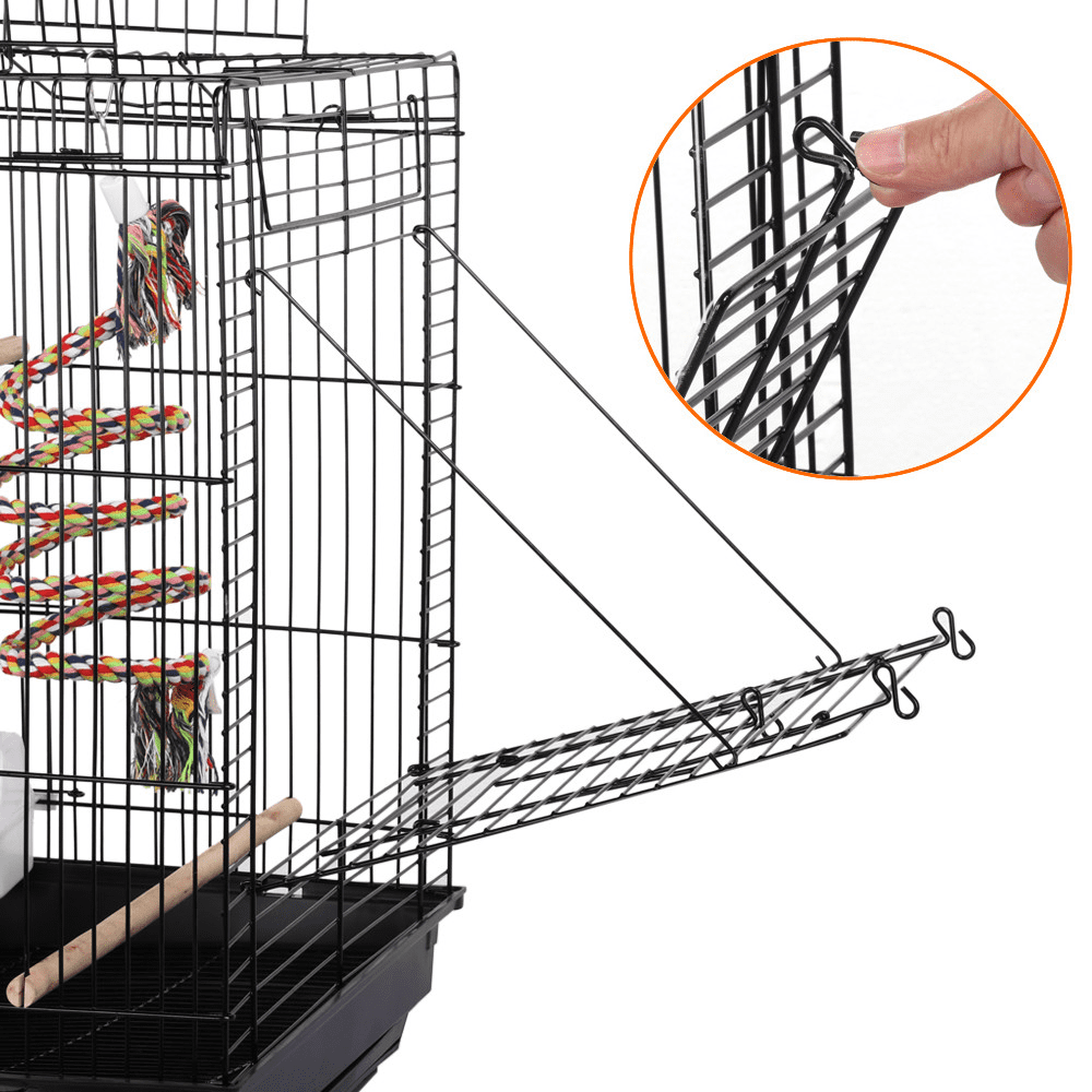 Topeakmart 22.8''H Open Top Metal Bird Cage Small Parrot Cage with Open Play Top and Toy， Black