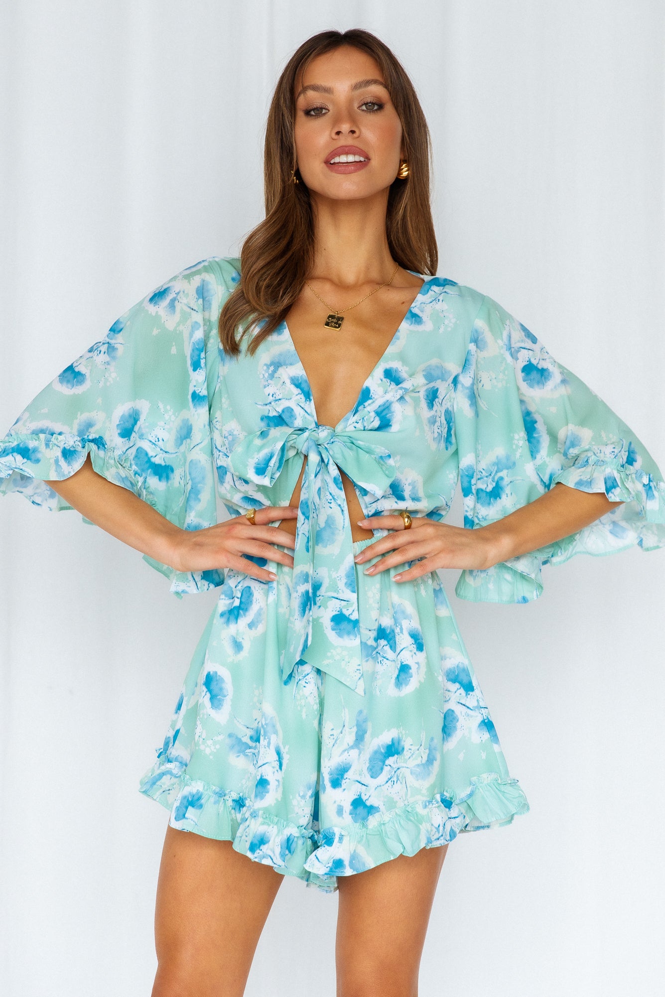 Bloomed Flower Romper Green