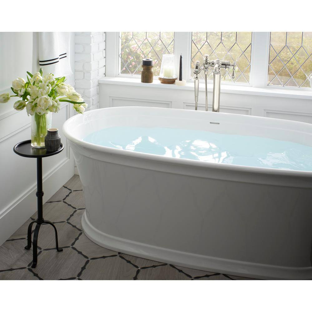 KOHLER Stargaze 60 in. x 30 in. Soaking Bathtub with Center Drain in White K-24011-0