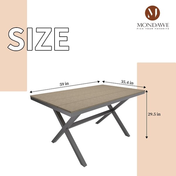 Rectangular Outdoor Dining Table with Imitation Wood Grain