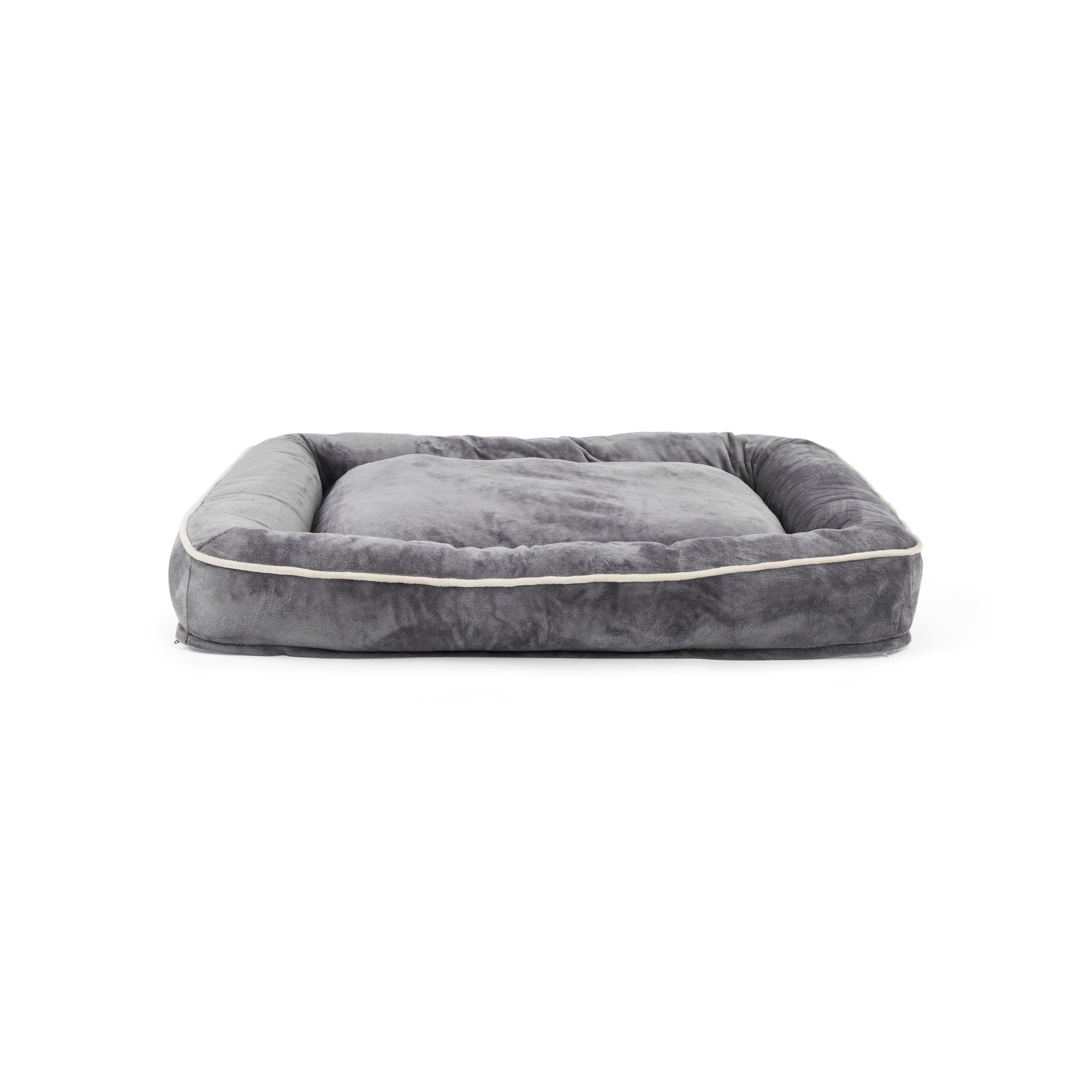 EveryYay Essentials Snooze Fest Grey Rectangle Lounger Dog Bed With Orthopedic Fill， 40