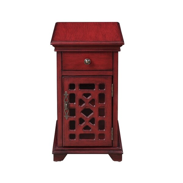 Somette Red One Drawer One Door Chairside Cabinet