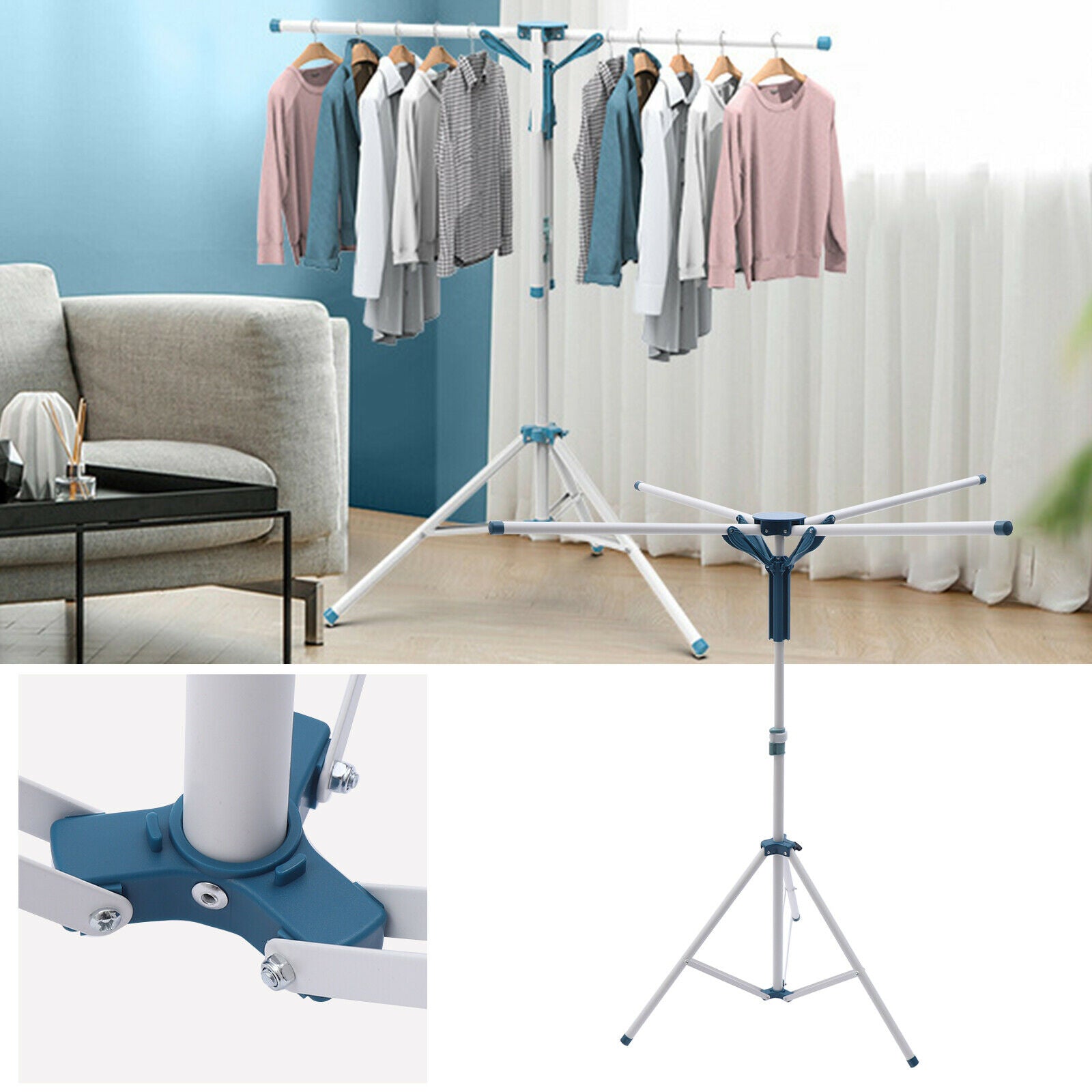 Foldable Laundry Drying Rack Portable Clothes Drying Shelf Adjustable Height Laundry Room Bedroom Foldable Metal Drying Rack Indoor Home Portable Free Standing Foldable Drying Rack