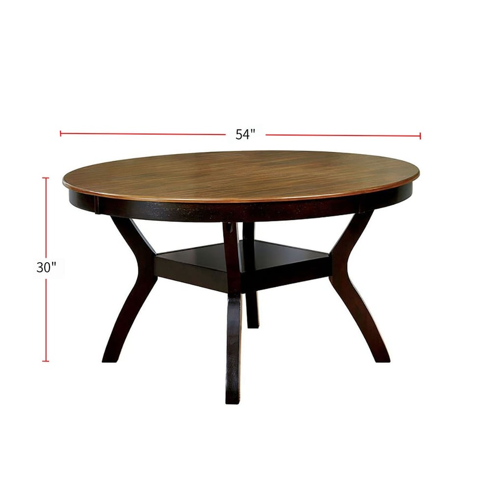 Round Dining Table in Dark Brown and Medium Oak   Round Top