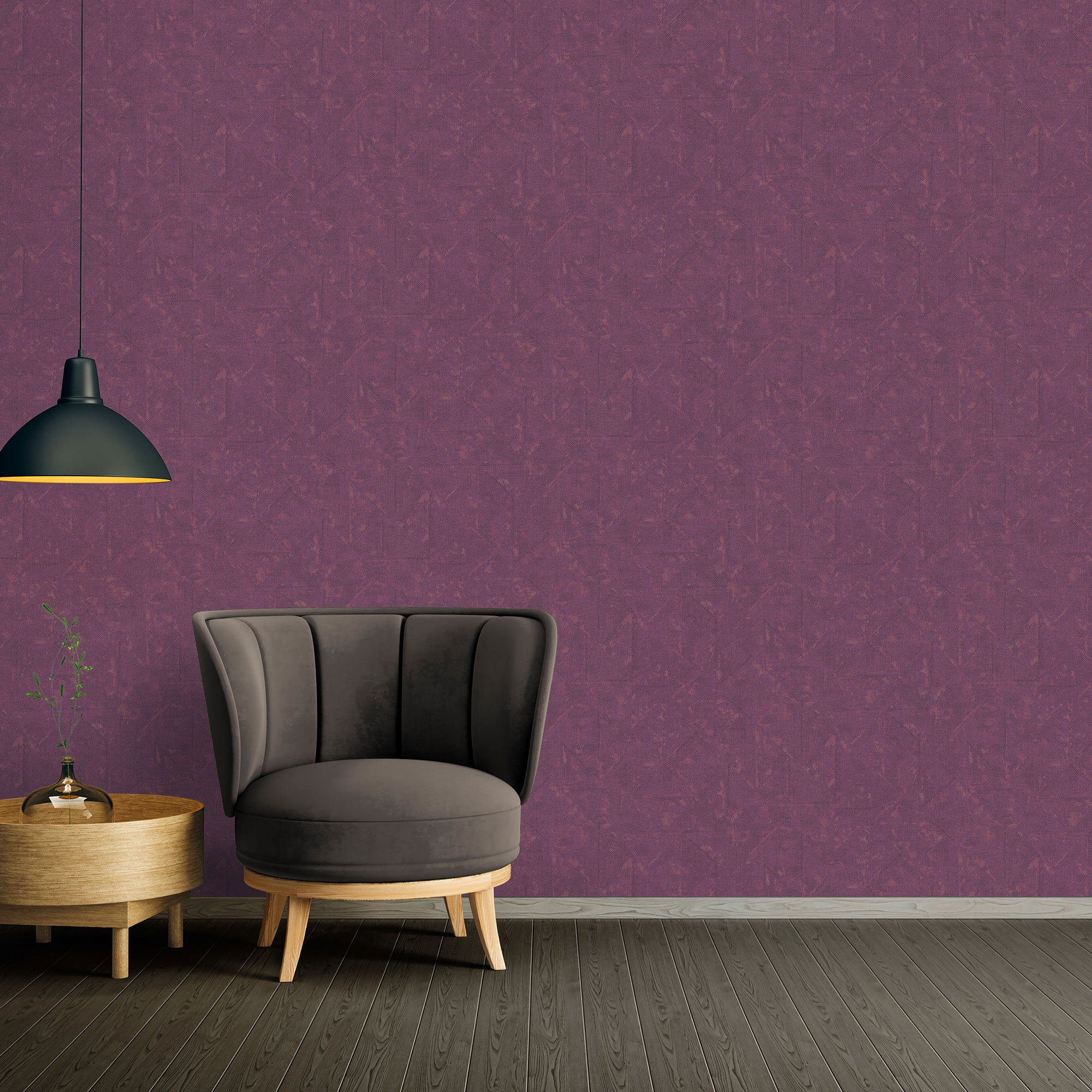 Distressed Geometric Motif Wallpaper in Lilac from the Absolutely Chic Collection