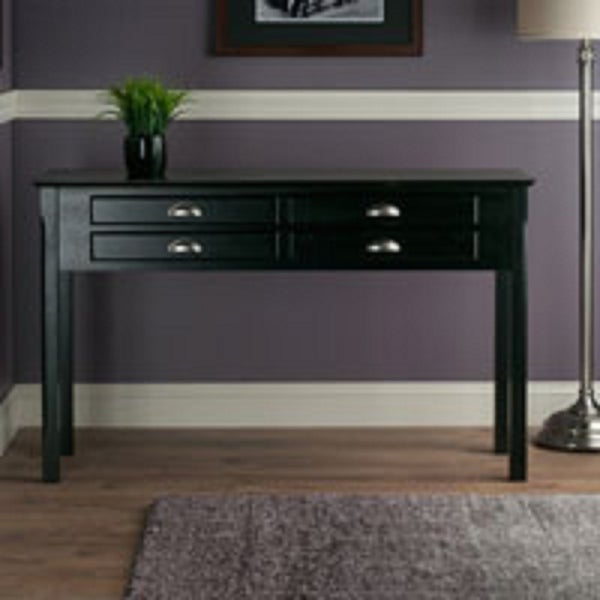 29” Black Console Table with Four Drawers