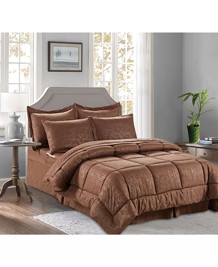 Elegant Comfort Bamboo Pinted 6 Pc. Comforter Set， Full Queen