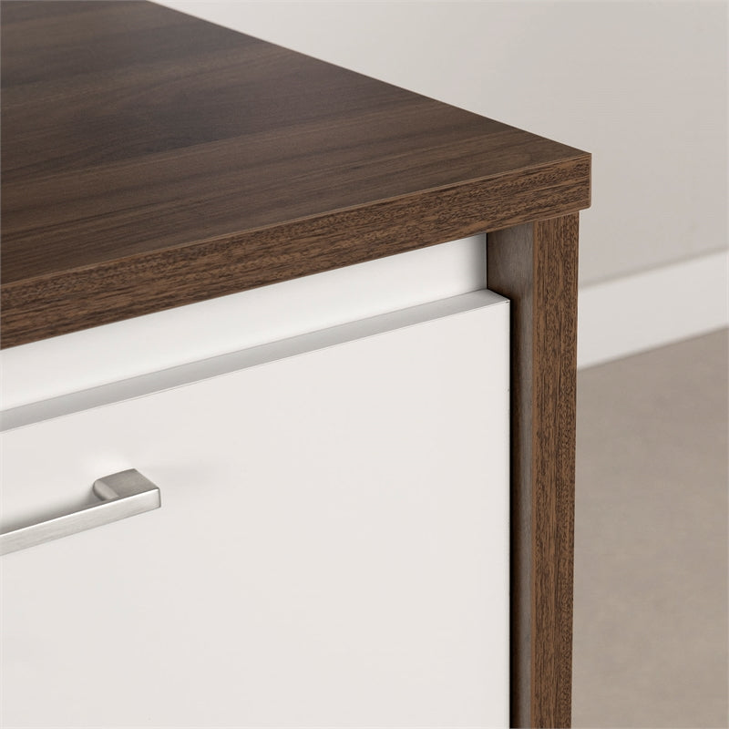 Myro Kitchen Island Natural Walnut and White