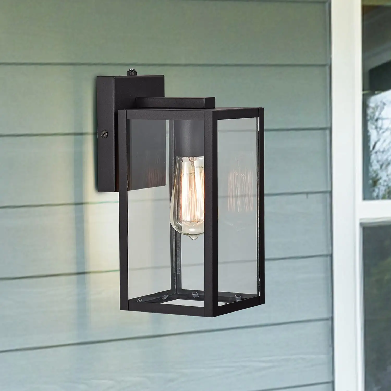 Two Light Outdoor Wall Lantern with Mission Style Matte Black Finish - 11.25*5*6.25 Shopping - The Best Deals on Outdoor Wall Lanterns | 38818751