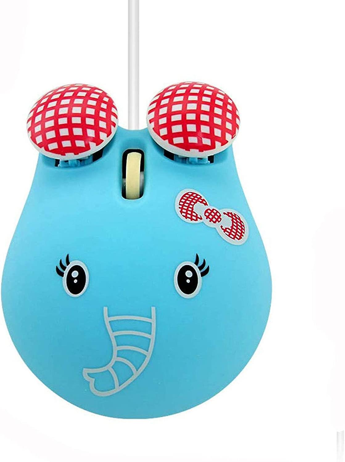 Super Cute Elephant Shape Wired Mouse Cartoon Mini Mouse Novelty Portable Computer Mouse Unique Small Desktop Mouse Laptop Pc Mouse For Kids (light Bl