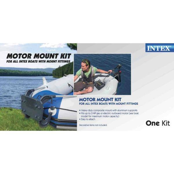 Intex 12 Volt 8 Speed Trolling Motor Mount Kit and 4-Person Boat and Oars Set 68631E + 68624EP + 68376EP