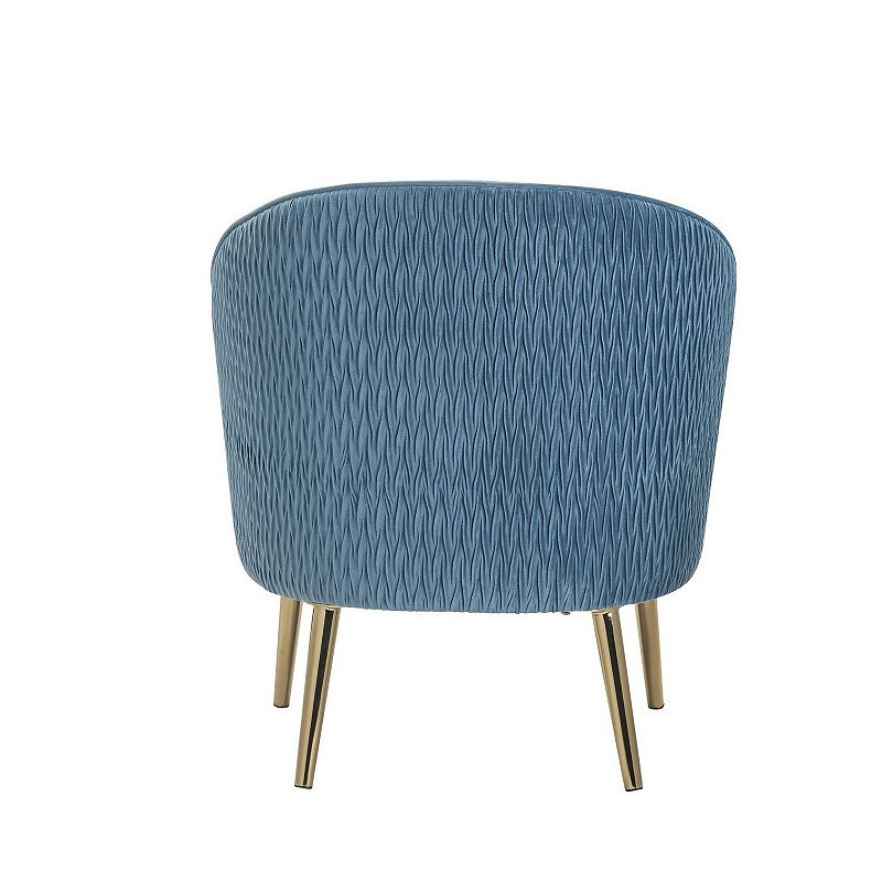 Accent Chair with Velvet Upholstery and Metal Legs， Blue