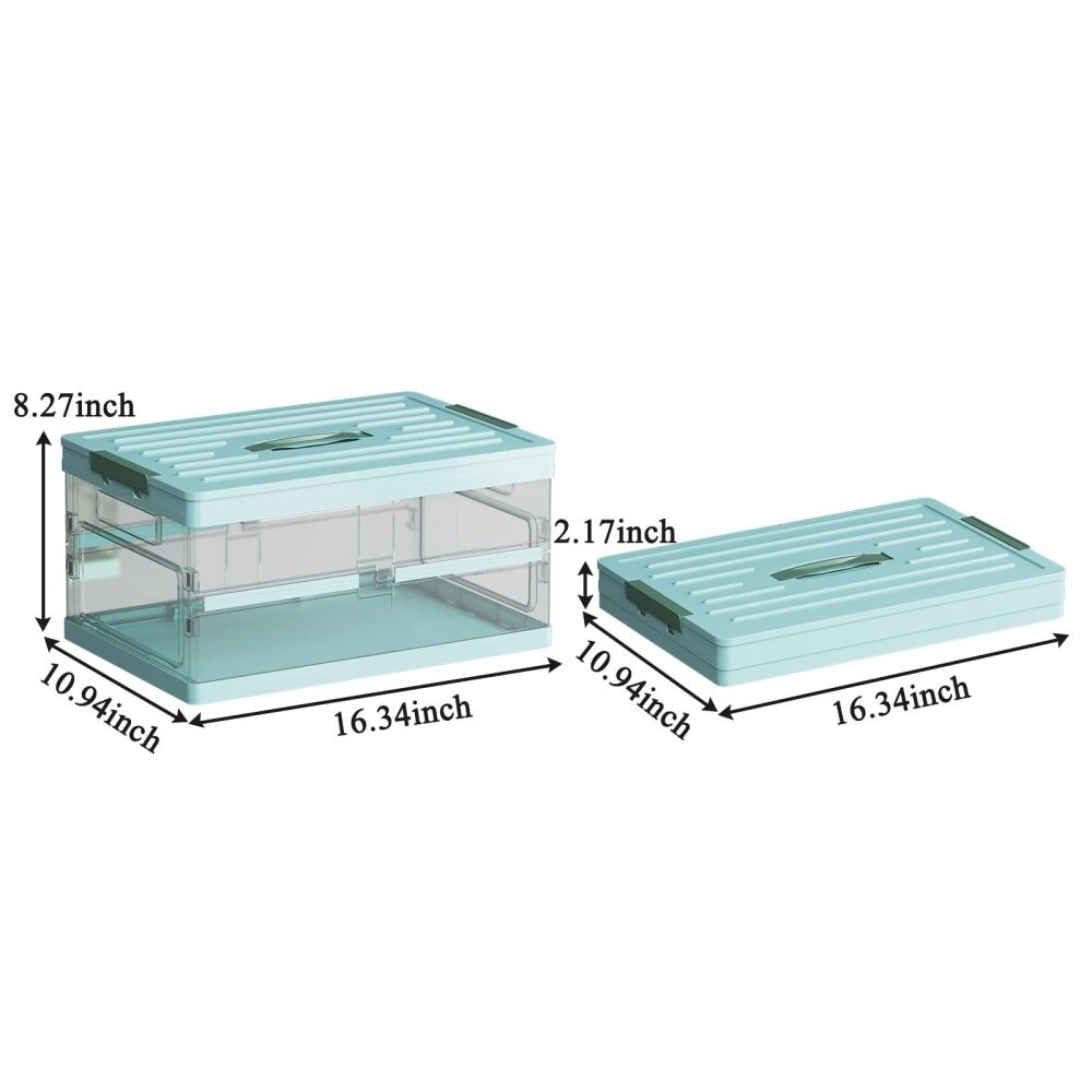 Stackable 2 Pack Collapsible Storage Bins with Lids Clear Plastic Box