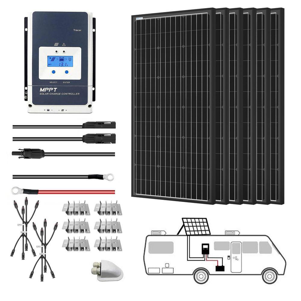 ACOPower 600-Watt Monocrystalline OffGrid Solar Power Kit with 6 x 100-Watt Solar Panel 50 Amp MPPT Charge Controller SPKM-600W50A