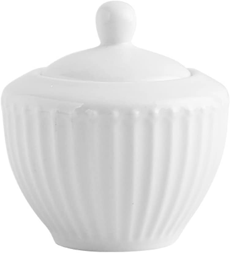 DanceeMangoo White Porcelain Sugar Bowl with Lid， 7oz Sugar Cube Serving Bowl for Tea Coffee Milk