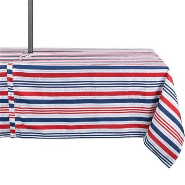 Patriotic Stripe Outdoor Tablecloth With Zipper 60X84 inch