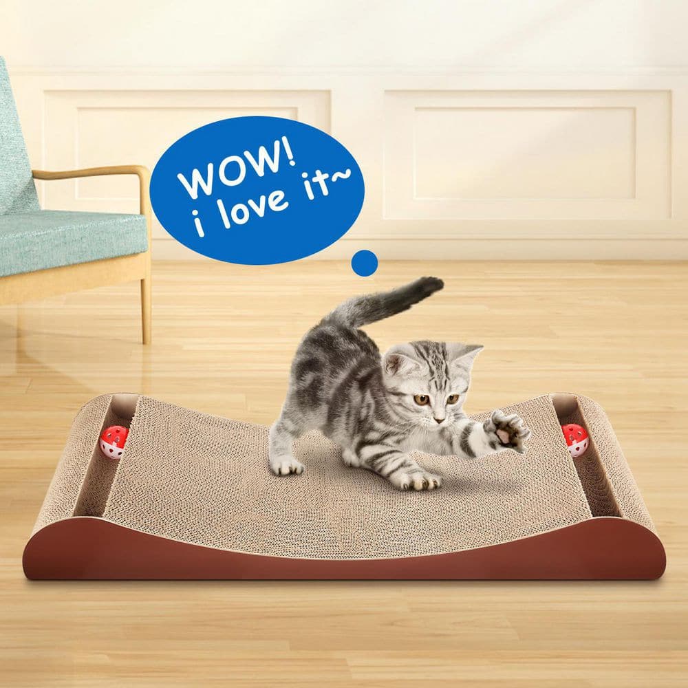 Tidoin Cat Scratcher Cardboard Lounge Bed with Bell Ball Toy DHS-YDW1-266