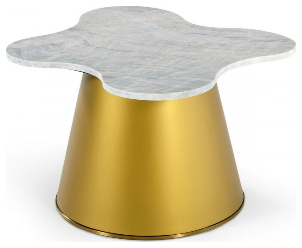 Rita Glam White Marble and Gold End Table   Modern   Side Tables And End Tables   by Virgil Stanis Design  Houzz