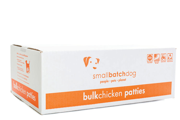 Small Batch Dog Frozen Raw Food Patties Chicken， Bulk;