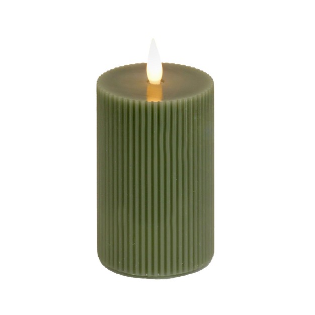 Hgtv Home Collection Georgetown Real Motion Flameless Candle With Remote Green With Warm White Led Lights Battery Powered 10 In