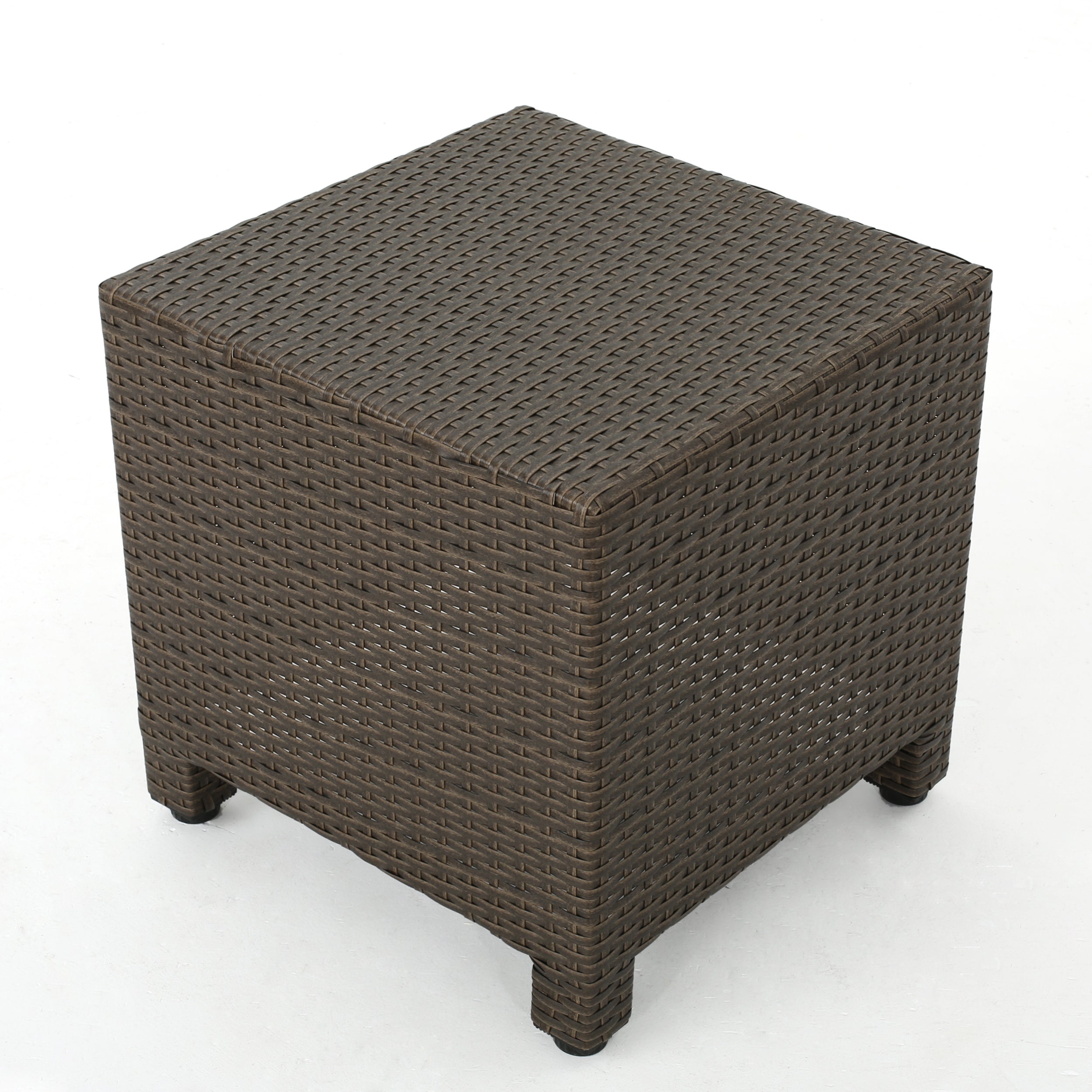 Venice Outdoor Light Brown Wicker Side Table