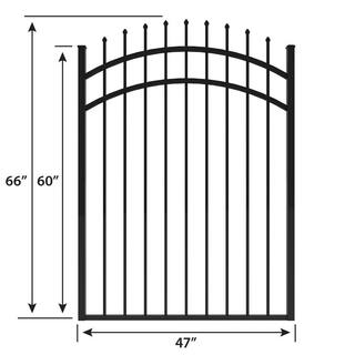 FORGERIGHT Osprey 4 ft. W x 5 ft. H Black Aluminum Arched Fence Gate 882376