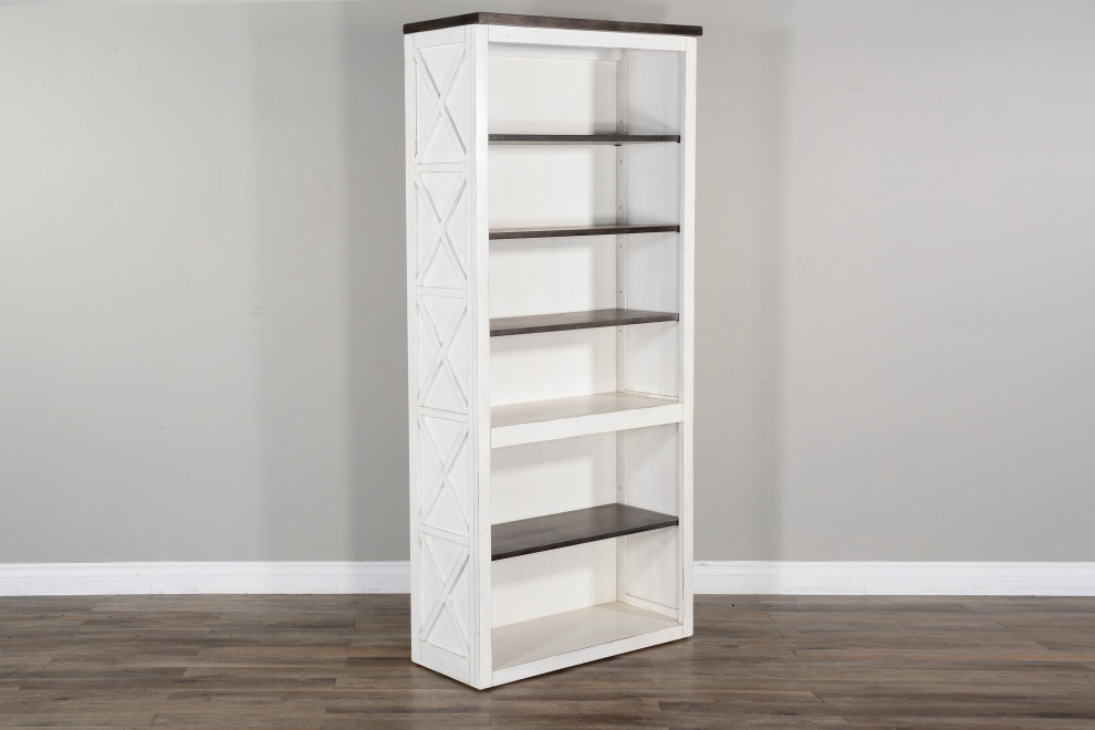 76 quotTall Home Office White and Black Bookcase Display Storage   Farmhouse   Bookcases   by Sideboards and Things  Houzz