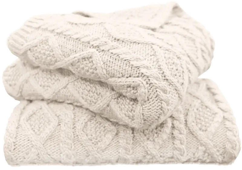 Cream Cable Knit Throw Blanket