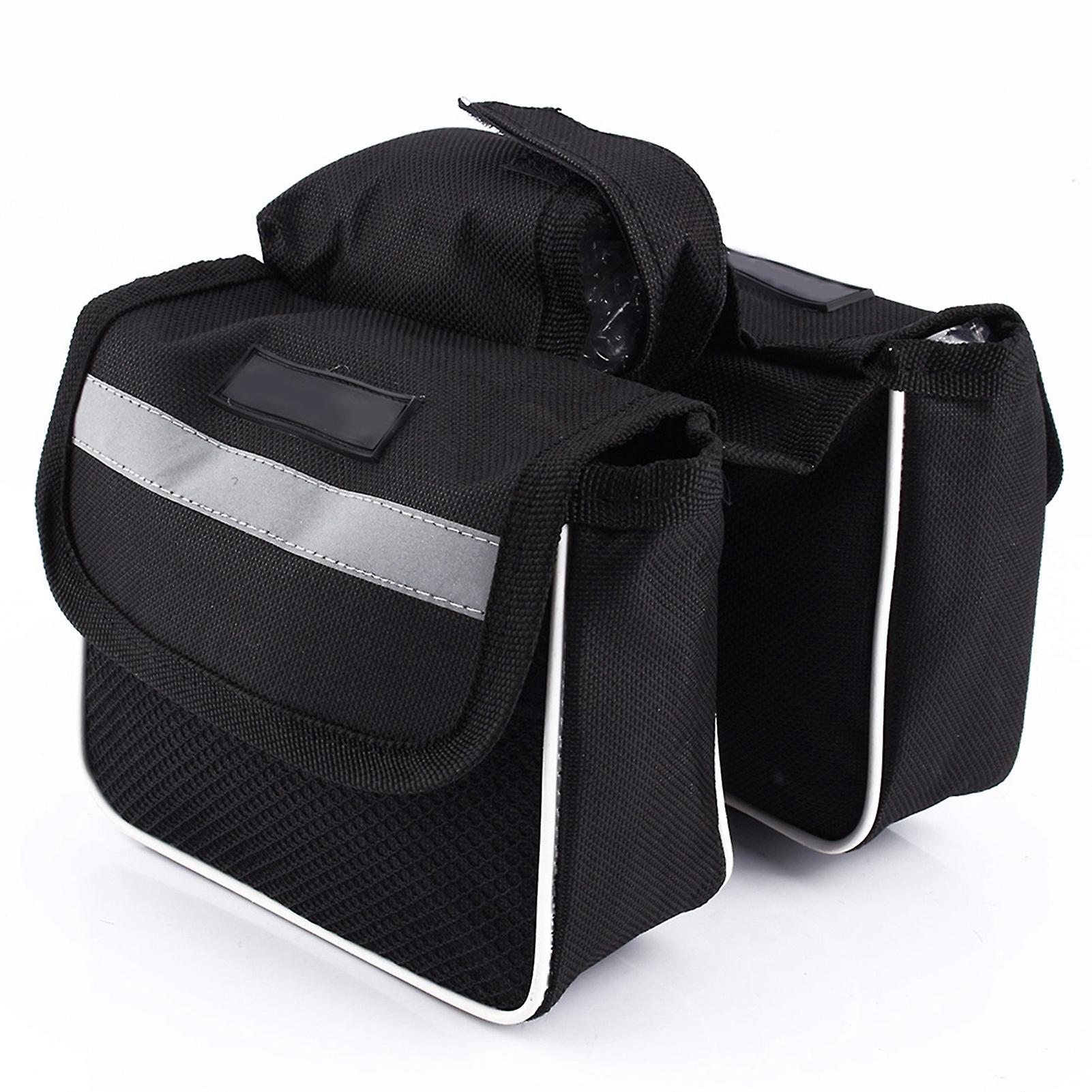 Bicycle Bike Cycling Frame Pannier Saddle Front Tube Bag Double Side Pouch Black